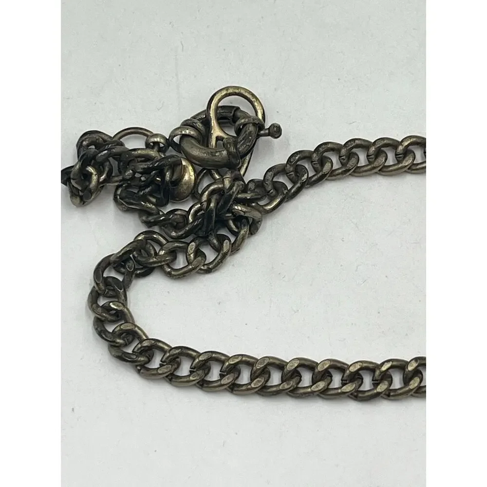 J. Crew Black‎ Rhinestone Teardrop Bead Gold Tone Chain Opalescent Necklace
